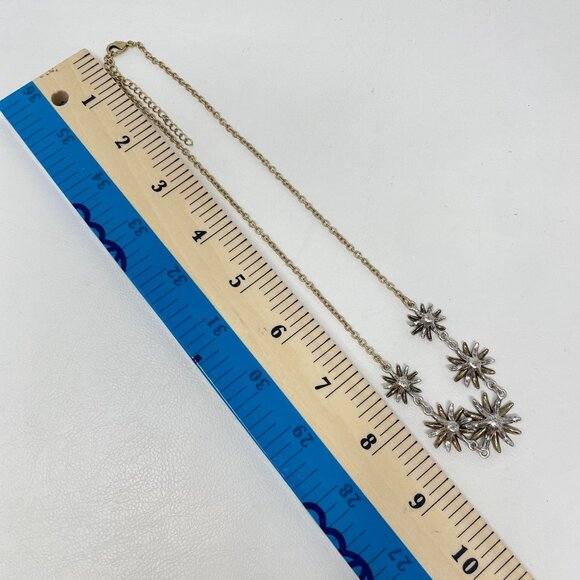 Vintage Starburst Rhinestone Necklace Gold & Silver‎ Tone Adjustable Chain - Picture 12 of 12